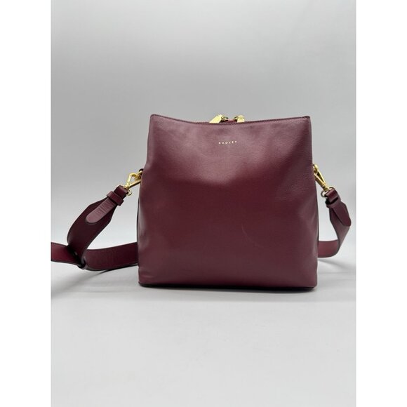 RADLEY Dukes Place pebbled leather middle compartment crossbody bag - BURGUNDY - Picture 5 of 15